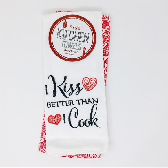 I Kiss Better Than I Cook Embroidered Towel Set - Picture 2 of 8